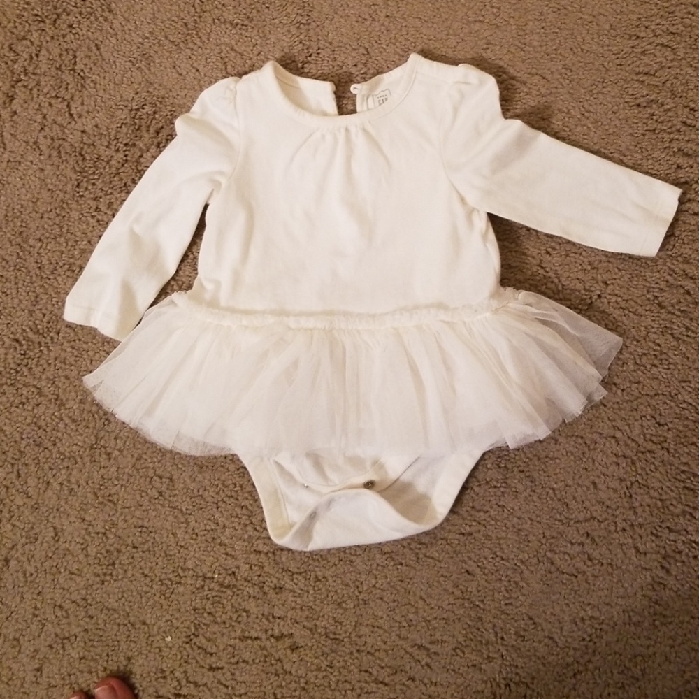 Ivory long sleeve top with attached tutu